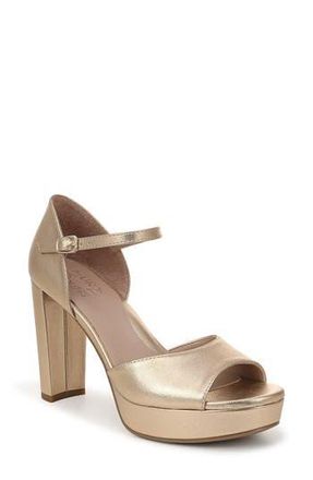 Naturalizer Novi Platform Sandal - Wide Width Available in Champagne Faux Leather at Nordstrom Rack, Size 8.5