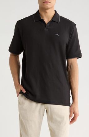 Tommy Bahama Emfielder Johnny Collar IslandZone Polo in Black at Nordstrom, Size X-Large