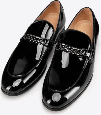 Wittchen Heren loafers met ketting en amandelvormige neus, zwart
