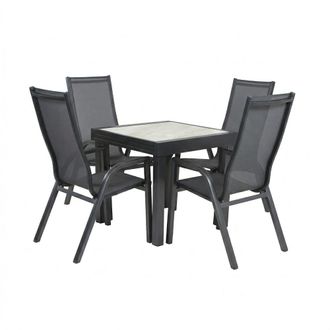 ED&Egrave;N JARD&Iacute; Conjunto mesa y sillas de exterior para 4 personas en color antracita