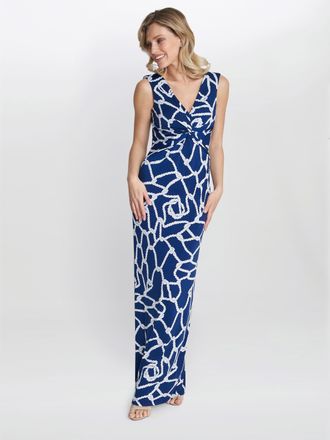 Gina Bacconi Womens Irene Jersey Maxi Dress - Navy - Size 14 UK