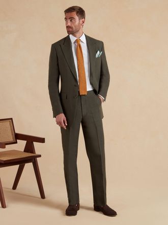 Oliver Brown Lombard Suit French Linen - Forest Green