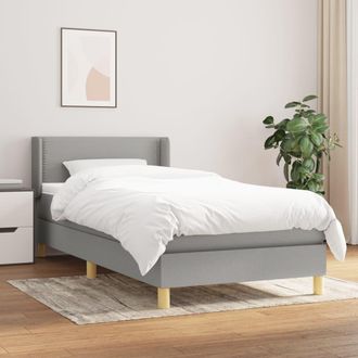 vidaXL Vidaxl - Cama Box Spring Con Colch&oacute;n Tela Gris Claro 100x200 Cm