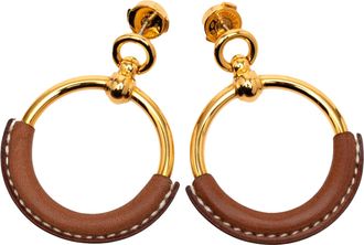 Herm&egrave;s Gold Plated Barenia Loop Earrings