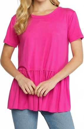 Entro Short Sleeve Tiered Top In Pink