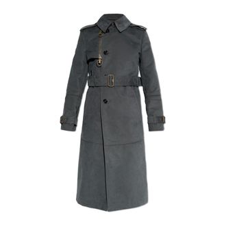 Burberry Trench Coats, female, Gray, Size: 3XS Cotton Trench Coat with Belt