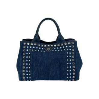 Prada Pre-owned Tote Bags, female, Blue, Size: ONE SIZE Pre-owned Denim Tote Bag