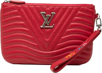 Louis Vuitton Red Color Leather Clutch Bag (Pre-Owned)