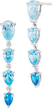 Savvy Cie Jewels RHODIUM PLATED OVER STERLING SILVER GRADUATE PEAR DROP EARRINGS