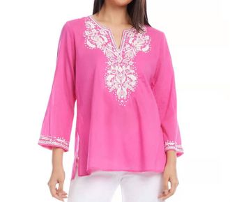Karen Kane Prim Embroidered Tunic In Pink