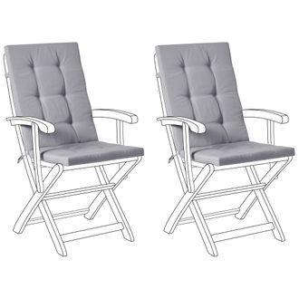 Beliani Beliani - Conjunto De 2 Cojines Para Asiento Y Respaldo De Sillas De Exterior Con Lazos Gris Claro Maui