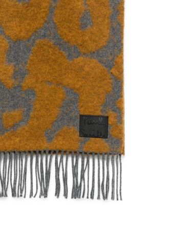 Paul Smith Leopard-Print Brushed Wool Scarf - Grey