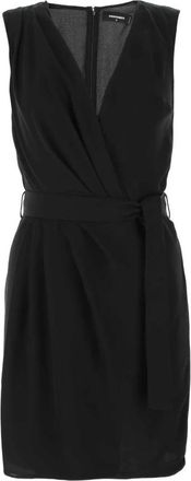 Dsquared2 Zwarte Zijden V-Hals Mouwloze Jurk - Dames - Casual kleedjes - Zwart - XS - Kleedjes