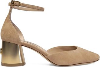 Casadei 50 mm pumps met blokhak en enkelbandje - Beige
