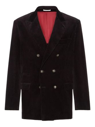 Brunello Cucinelli corduroy double-breasted blazer - men - Cotton/Cashmere/Elastane/Cupro - 50 - Black
