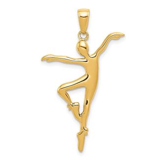 Diamond2Deal 14k Yellow Gold Ballet Dancer Pendant