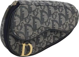 Dior Pre-owned Mini Bags, female, Blue, Size: ONE SIZE Pre-owned Trotter Canvas Pouch