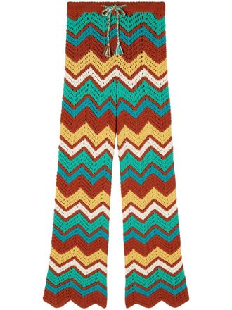 Alanui Kaleidoscopic chevron knit trousers - women - Cotton/Polyamide - L - Blue