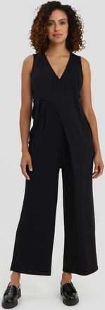 Nom Maternity Ines Maternity & Nursing Full Length Jumpsuit in Black at Nordstrom, Size X-Large
