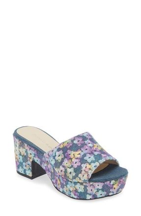 Chocolat Blu Gilsa Platform Sandal in Denim Floral at Nordstrom, Size 6