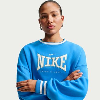 Nike Womens Nike Sportswear Phoenix Fleece Oversized Crew-Neck Sweatshirt in Blue | IR5214-435