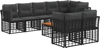 vidaXL Conjunto De Sof&aacute;s De Exterior 9 Uds. Negro Y Gris Oscuro Vidaxl