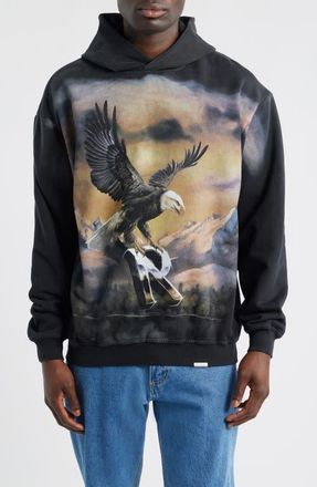 Represent Chrome Flight Graphic Hoodie in Stained Black at Nordstrom, Size Xx-Large