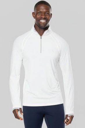 Coolibar Mens Half-Zip Rash Guard - UPF 50+ Sun Protection - Ultimate in White Line Texture at Nordstrom, Size Xx-Large
