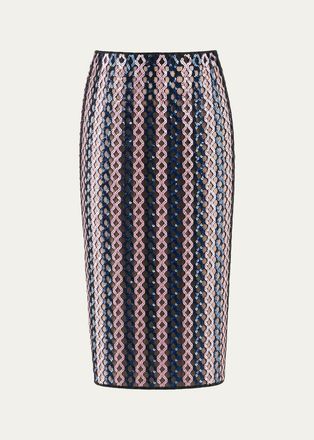 Diane Von F&uuml;rstenberg Novo Sequin Striped Midi Pencil Skirt