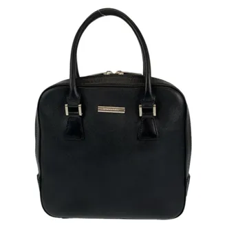 Burberry Black Leather Handbag Tote Bag (Pre-Owned)