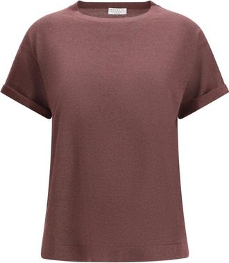 Brunello Cucinelli Brown Solid Crew Neck T-Shirt