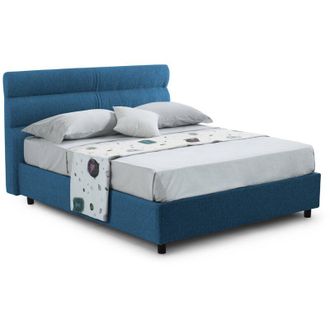 Dmora Letto Singolo Brez, Sfoderabile, Contenitore Made in Italy, blu