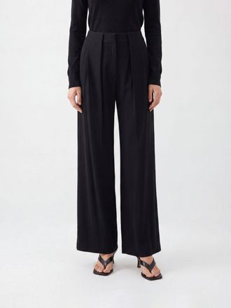 Pantaloni Torino Pantaloni wide leg in viscosa con pince e vita media