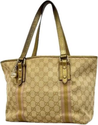 Gucci Pre-owned Tote Bags, female, Beige, Size: ONE SIZE Pre-owned Vintage Canvas Tote Bag