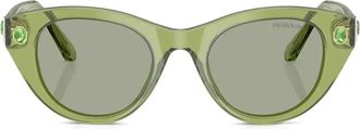 Swarovski Zonnebril met cat-eye montuur en kristallen - Groen
