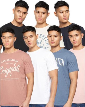 Crosshatch Heren Rapmoore Assorted Designs T-shirt (Set van 7) (Veelkleurig)
