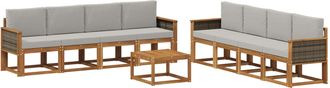 vidaXL Conjunto De Sof&aacute;s De Exterior 9 Uds. Natural Y Gris Claro Vidaxl