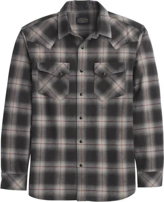 Pendleton Mens Wyatt Snap-Up Shirt In Charcoal Grey Plaid