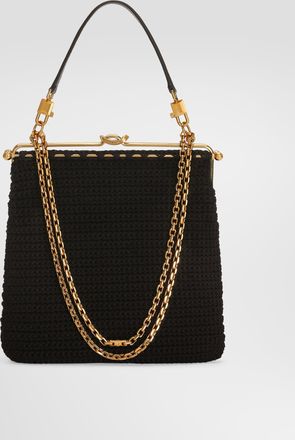 Dolce & Gabbana Dina Shoulder And Crossbody Bag In Crochet Cotton - Woman Shoulder And Crossbody Bags Black Onesize