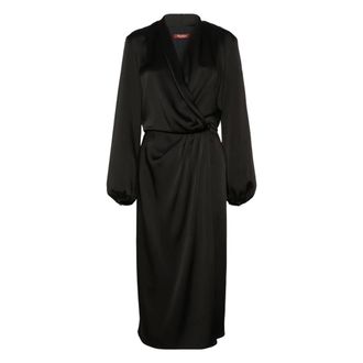 Max Mara Vestido con cuello en V y cintura drapeada - Dresses - Mujer - Negro - XS