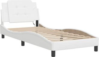 vidaXL Vidaxl - Estructura Cama Con Luces Led Cuero Sint&eacute;tico Blanco 100x200 Cm