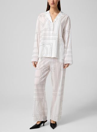 Toteme Womens Embroidered logo poplin pant