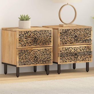 vidaXL Mesitas De Noche 2 Uds Madera Maciza De Mango 40x33x46 Cm Vidaxl