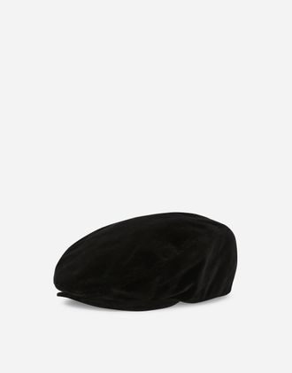 Dolce & Gabbana Velvet Flat Cap - Man Black 58