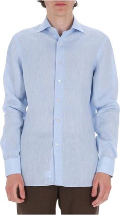 Borriello Casual Shirts, male, Blue, Size: 2XL Linen Shirt