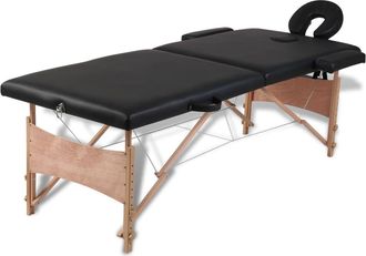 vidaXL Vidaxl Camilla De Masaje Plegable 2 Zonas Estructura De Madera Negra