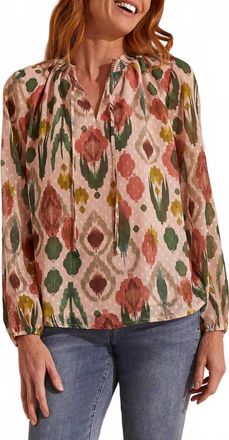 Tribal Print Poly Blouse In Vine