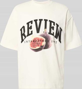 Review Relaxed Fit T-Shirt mit Logo-Print in Offwhite, Gr&ouml;&szlig;e XXL