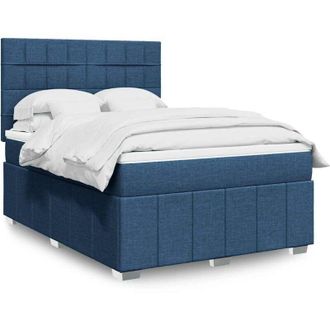 vidaXL Cama Box Spring Con Colch&oacute;n Tela Azul 140x190 Cm Vidaxl