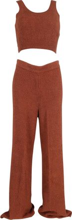 Reformation + Net Sustain Isle Bouclé Cropped Top And Wide-Leg Pants Set in Brown Organic Cotton